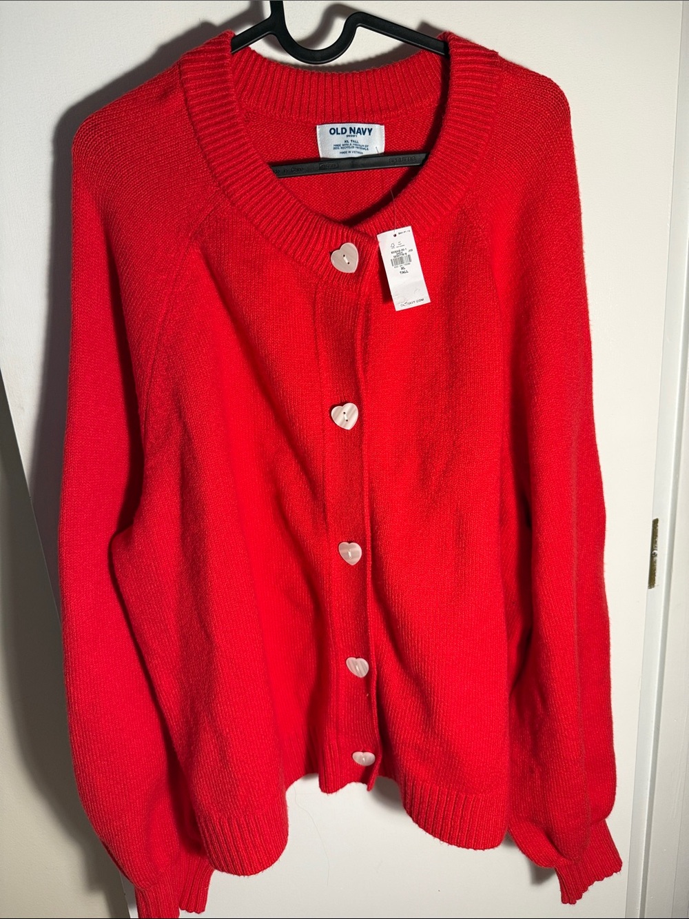 Old Navy Bright Red Heart-Button Women's Cardigan